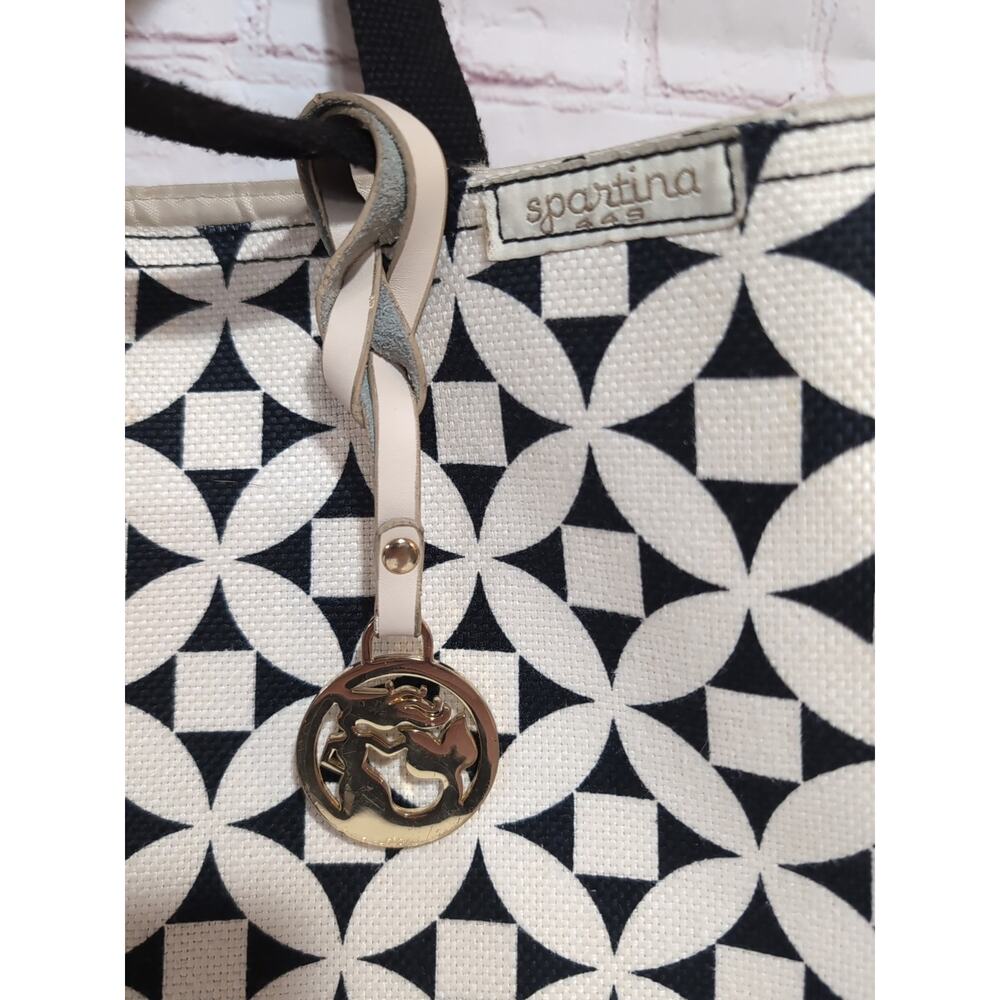 Spartina 459 Kiawah Market Tote Black Ivory Cotton Canvas Discontinued - Picture 2 of 16